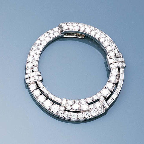 An art deco diamond circlet clip brooch