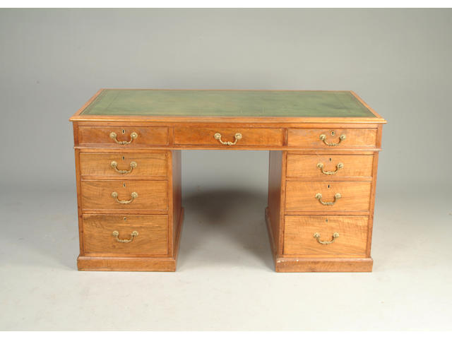 A George III style walnut partners desk