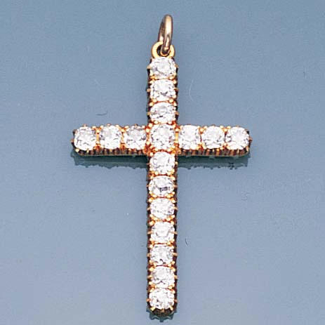 A late Victorian diamond cross pendant