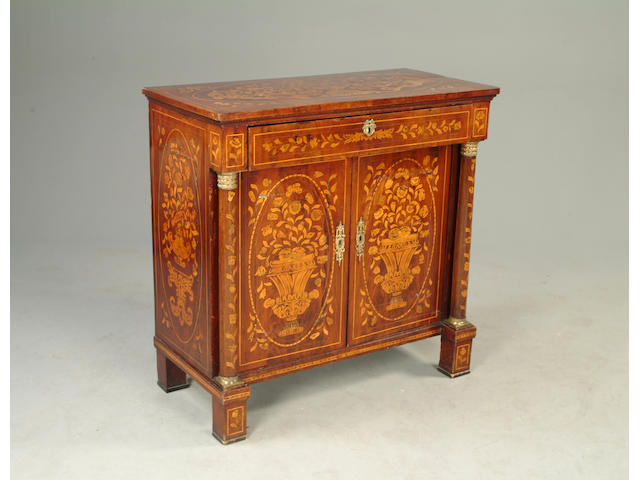 A 19th century Dutch mahogany and floral marquetry side cabinet