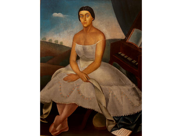 Dimitrios Galanis (Greek 1879-1966) La Danseuse/ Portrait de mademoiselle Schwartz de l&#146; Op&#233;ra 151 x 110 cm. ( 59 1/4 x 45 1/8 in.)