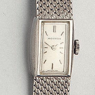Movado. A lady's 18ct white gold bracelet wristwatch1960s