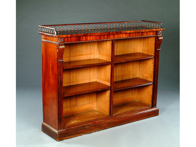 An early Victorian mahogany open bookcase 136cm wide