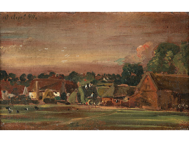 John Constable, RA (East Bergholt 1776-1837 London) A sketch of East Bergholt from East Bergholt House 12.5 x 19.5 cm. (4 7/8 x 7&#190; in.)