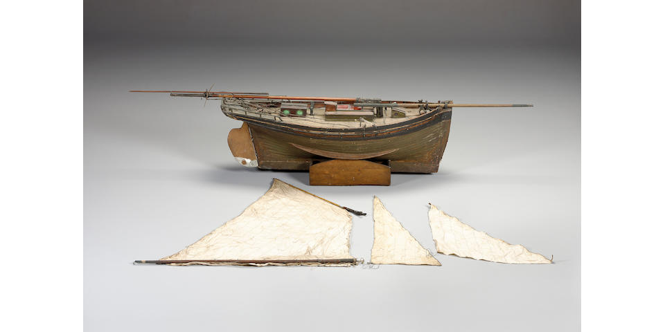 ELASTIC. An Important mid 19th Century Pond Yacht 115 x 48 x 30cm. (45 x 19 x 12in.) hull.