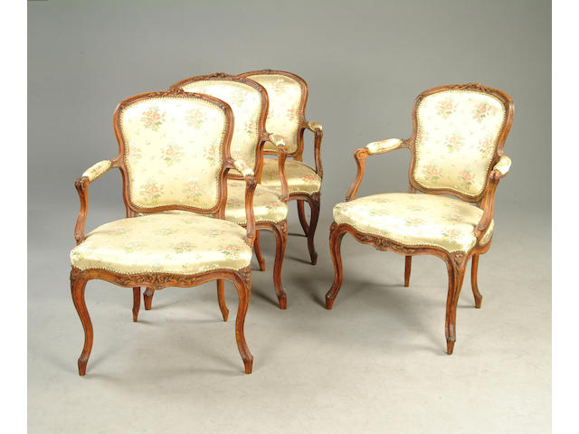 A set of four Louis XV beechwwod fauteuils
