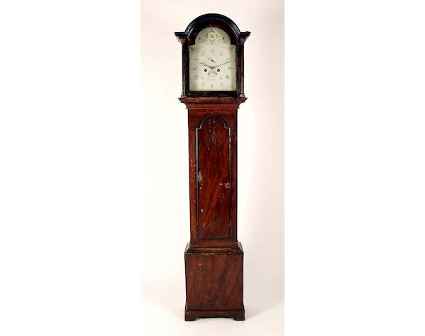 A painted pine cased eight day longcase clock,