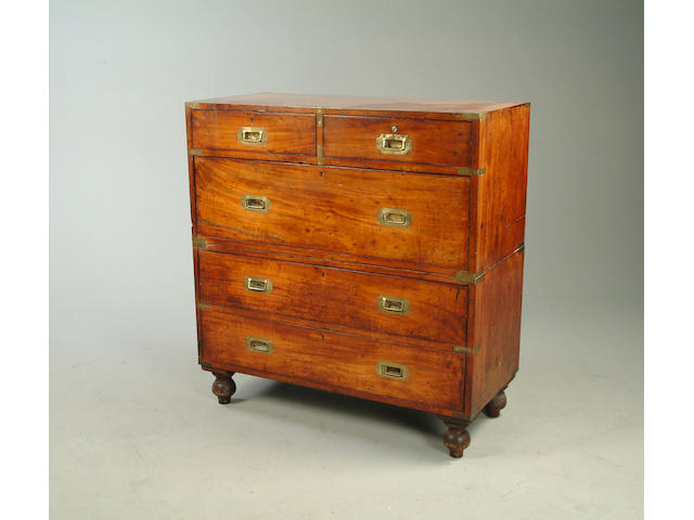A Victorian mahogany & teak military chest