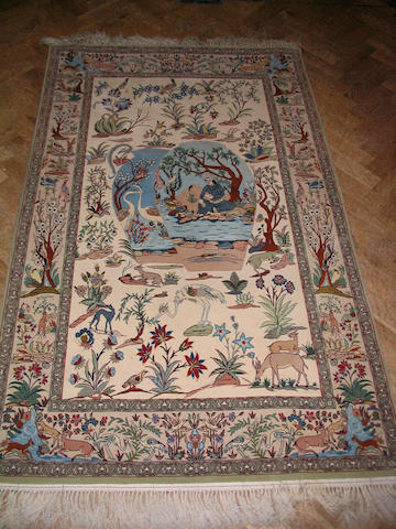 An Isfahan pictorial rug Central Persia, 174cm x 105cm