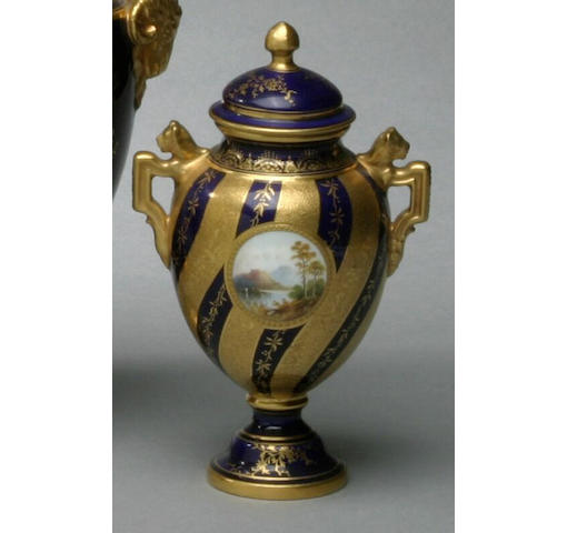 A Coalport vase and cover by Edward Ball,