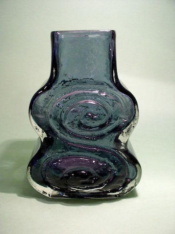 A Whitefriars glass 'Guitar' or 'Cello' vase,