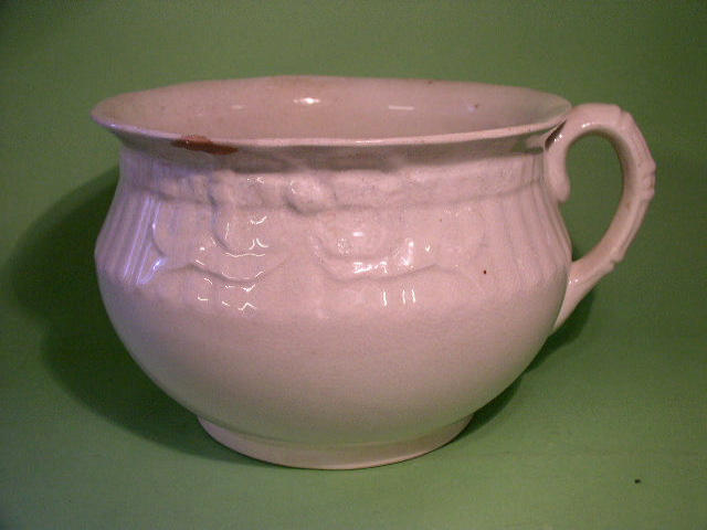 A Belleek Melvin Ware chamber pot,