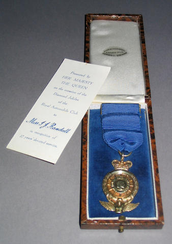 A rare diamond Jubilee RAC service medal, Birmingham medal & Badge Co. Ltd.