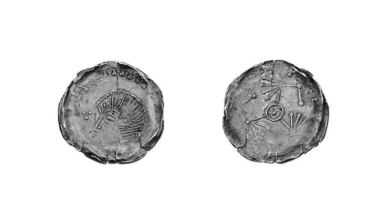 Hiberno-Norse, Phase V Penny mule, crude bust left, trefoil of pellets to left (S.6139),