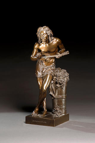 Francisque Joseph Duret (French, 1804-1865): A bronze figure of 'Improvvisatore'