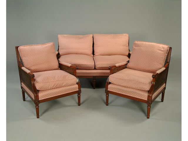 A mahogany framed begere suite
