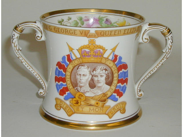 A Shelley loving cup commemorating King George VI and Queen Mary,