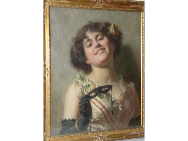 Edwin Thomas Roberts (1840-1917) British "Unmasked"signed 'Edwin Roberts' and inscribed with title verso, oil on canvas, 61 x 51cm (24 x 20in).  see illustration