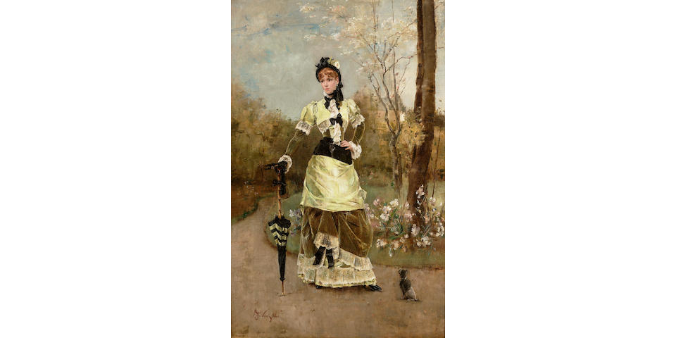 Alfred Stevens (Belgian 1823-1906) La Parisienne 92.5 x 60 cm. (36 1/2 x 23 1/2 in.)