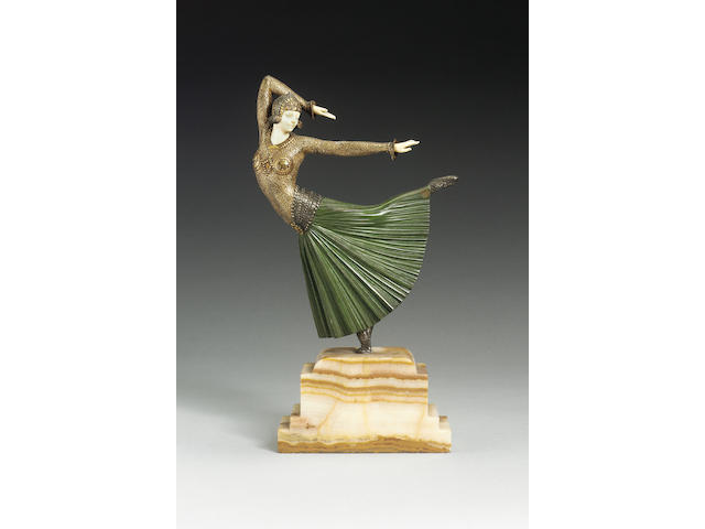 Dimitri Chiparus, circa 1925 'Ayouta' a Patinated Bronze and Carved Ivory Figure