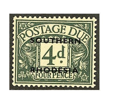 Southern Rhodesia: 1951 Postage Due 4d. dull grey-green unmounted mint, fine and scarce. SG &#163;180. (411)