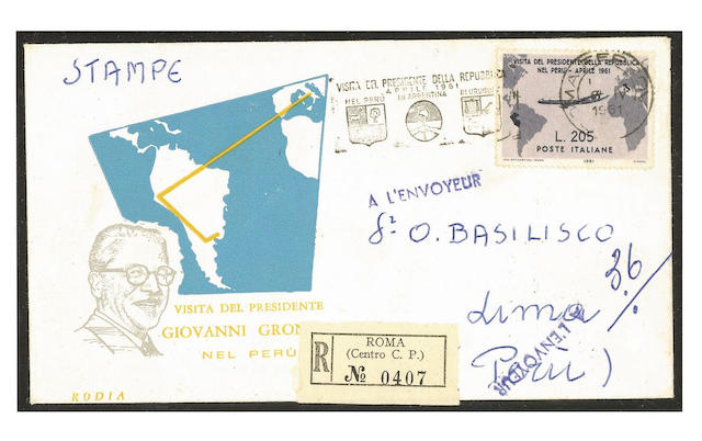Italy: 1961 Gronchi 205L. rose-lilac error with 205L. slate-violet applied on top, used on illustrat