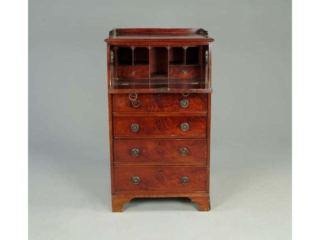 A late George III mahogany secretaire chest