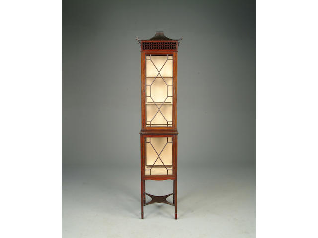A Chinese Chippendale style mahogany display cabinet