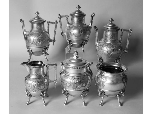 An American six piece tea and coffee set Websters Manufacturing Co, New York, circa 1880,