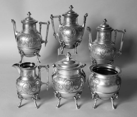 An American six piece tea and coffee set Websters Manufacturing Co, New York, circa 1880,