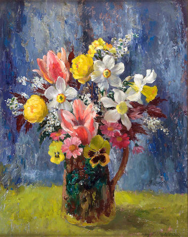 Mary Armour RSA RSW (1902-1999) "Flowers with Tulips" 50x40cm