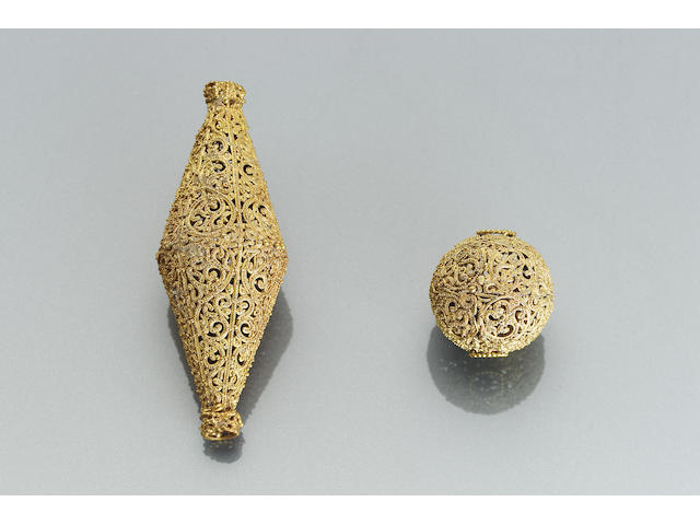 Two Fatimid filigree gold Fittings Syria or Egypt, 11th Century (2)