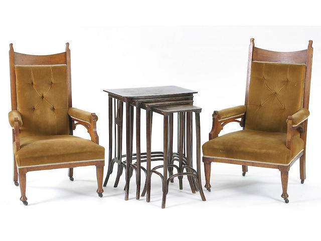 A set of Viennese Secessionist bentwood Quartetto Tables By Jacob& Josef Kohn,