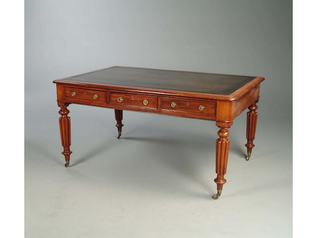 A Victorian mahogany partners library table