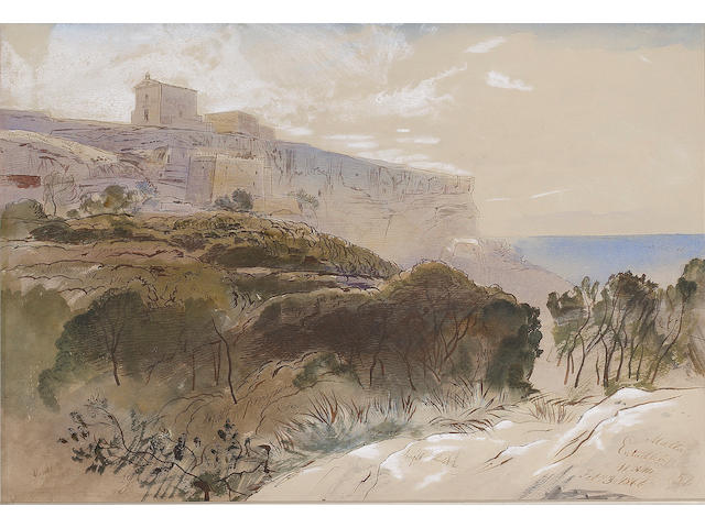 Edward Lear (British, 1812-1888) Mtahleb, Malta 36.2 53.3 cm. (14 1/4 x 21 in.)