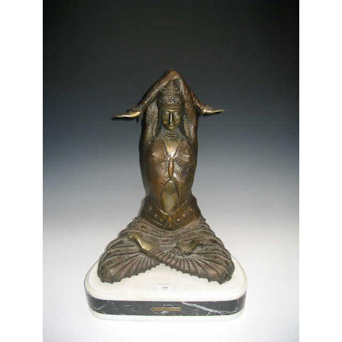 After Chiparus, A bronze figure of a middle eastern female dancer,