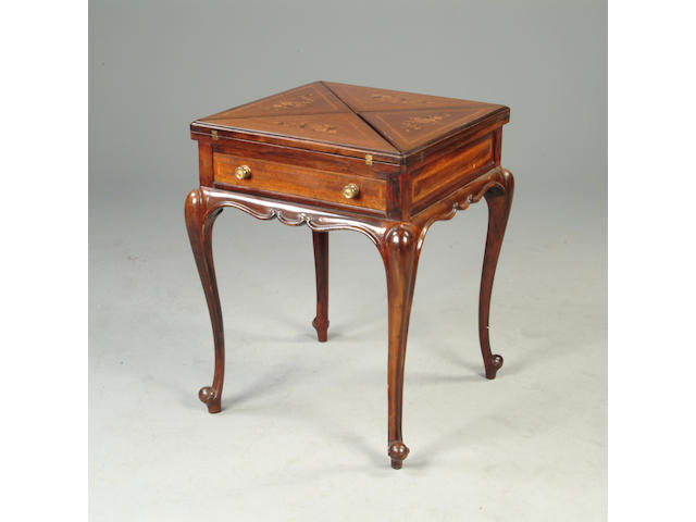 A late Victorian mahogany envelope card table