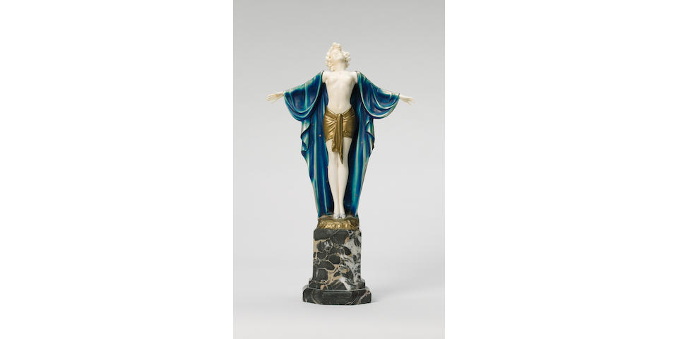 Ferdinand Preiss, circa 1925 'Spring Awakening' a Fine Cold-Painted Bronze and Carved Ivory Figure
