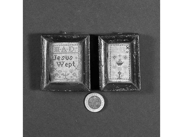 Two late 18th Century miniature samplers,