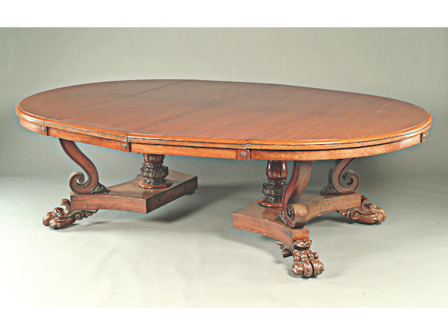 A William IV mahogany extending dining table,