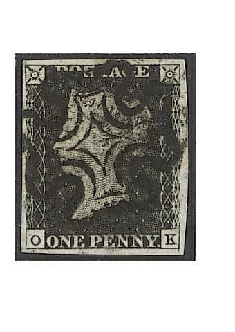 1840 1d. Plate XI: OK very fine used, neatly cancelled by almost complete black M.C. B.P.A. Certificate (1975).