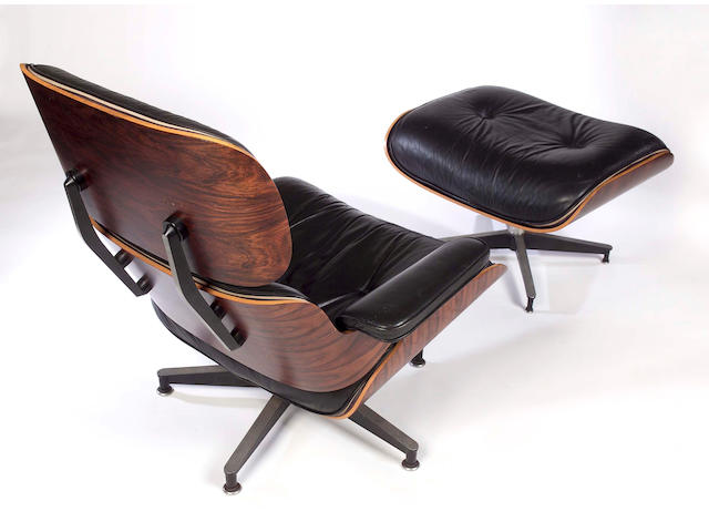 Charles and Ray Eames, A Lounge chair and ottoman, manufactured by Herman Miller,