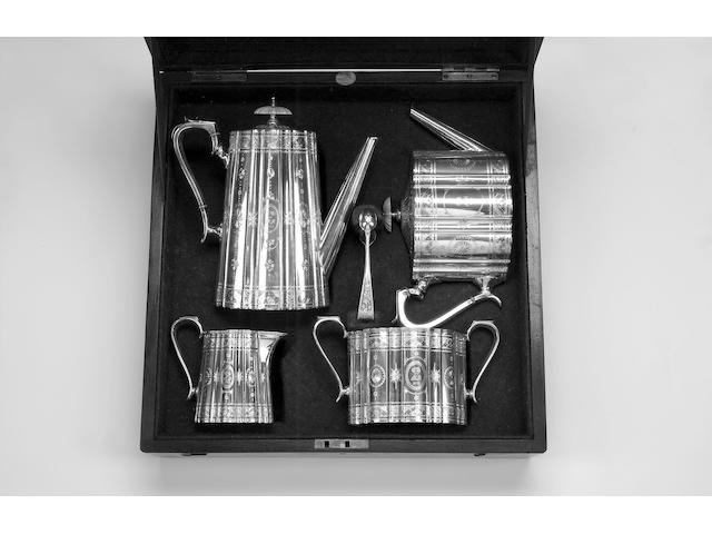 A good Victorian four piece silver tea and coffee service, by Walter & George Sissons, London 1884,