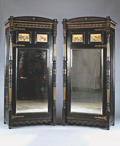A late Victorian ebonised Aesthetic movement bedroom suite,