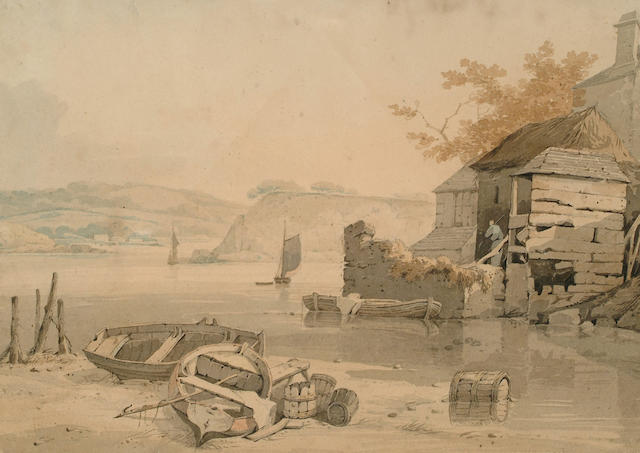 Samuel Prout (British, 1783-1852) Low tide, 19.5 x 27.5 cm.