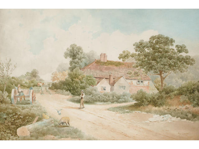 Albert Edward Bowers (British, fl.1875-1893) Rural life in the Summer, 50 x 75 cm.