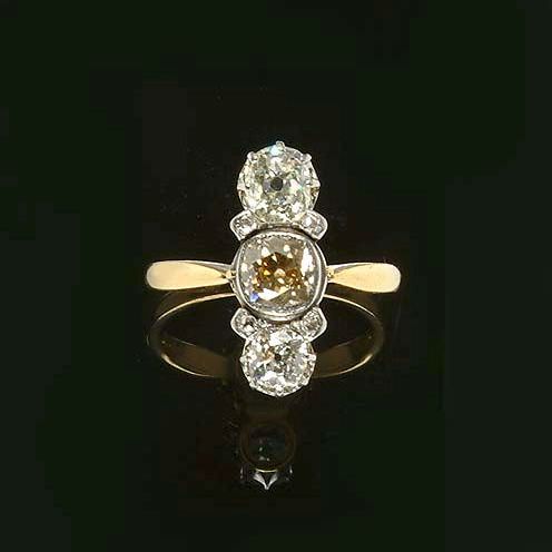 A diamond three-stone ring