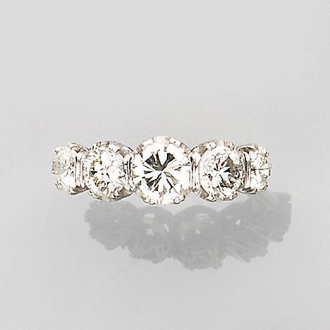 A diamond five-stone ring