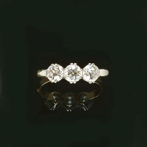 A diamond three-stone ring