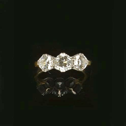 A diamond three-stone ring